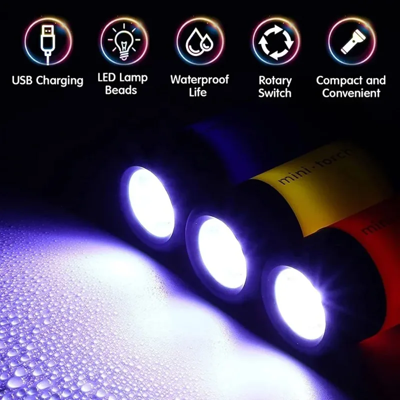 Outdoor Lighting Ideas For Party - Mini Pocket Keychain Flashlight USB Rechargeable
