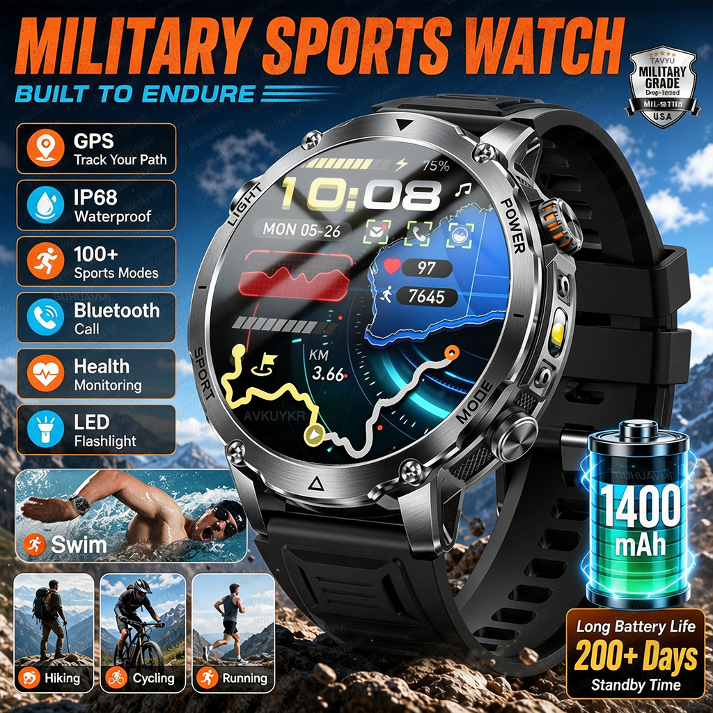 Outdoor Lighting Perspectives - 1400mAh GPS Smart Watch Men 200+Days