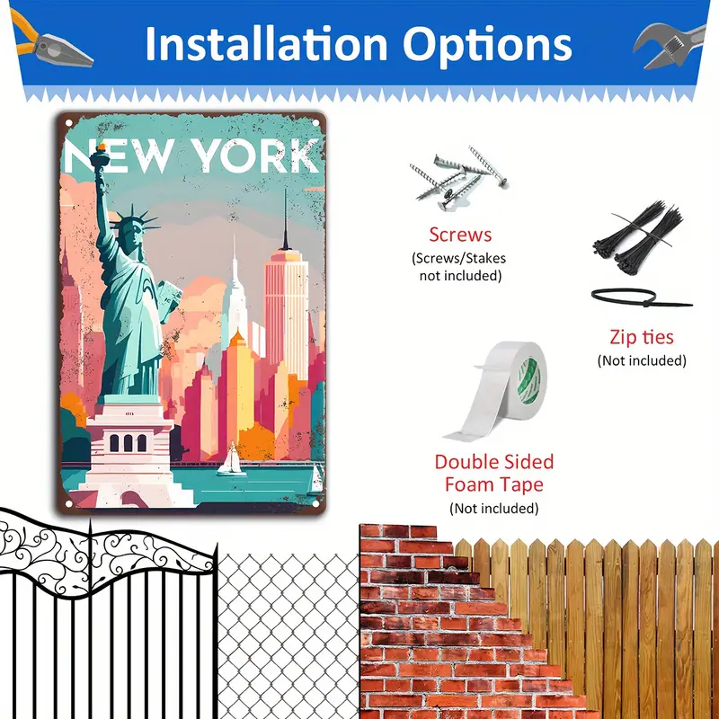 Vintage Metal Sign Travel Roun - Outdoor Lighting New York recensione e prezzo