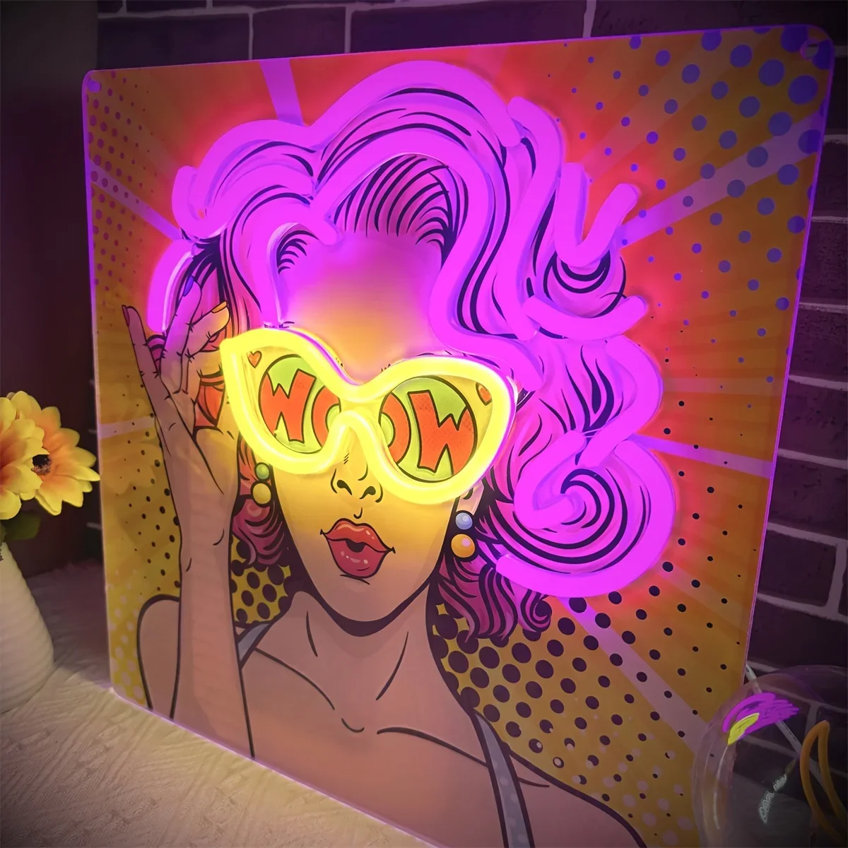 Wow Lady Pop Art LED Neon Sign - Outdoor Lighting Decor Wow recensione e prezzo