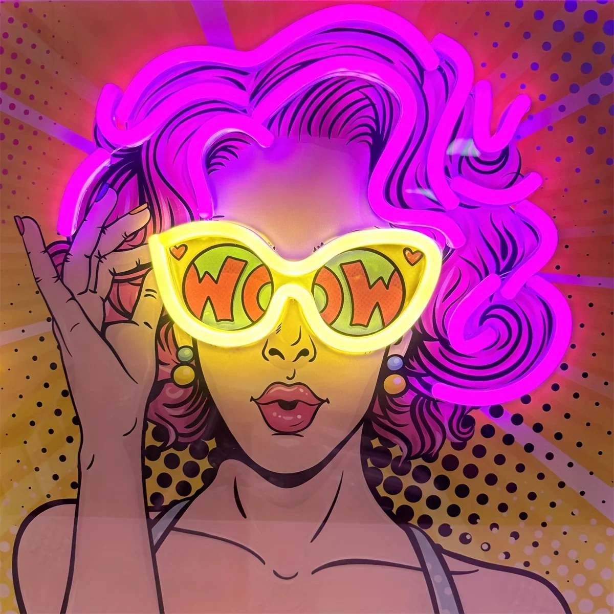 Wow Lady Pop Art LED Neon Sign - Outdoor Lighting Decor Wow recensione e prezzo