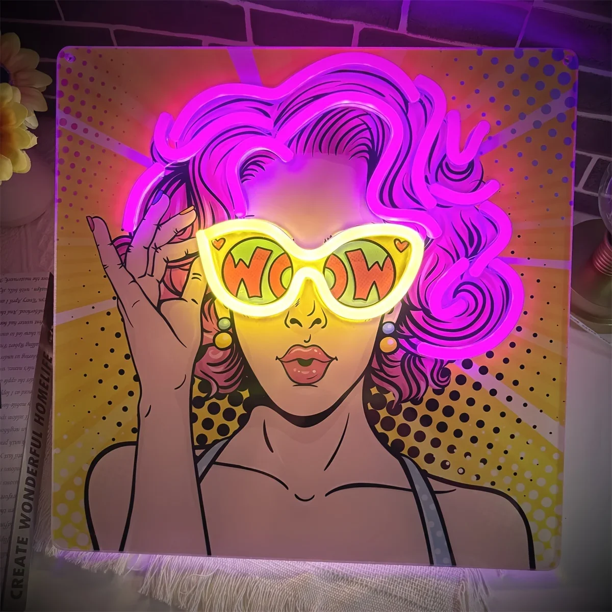 Wow Lady Pop Art LED Neon Sign - Outdoor Lighting Decor Wow recensione e prezzo