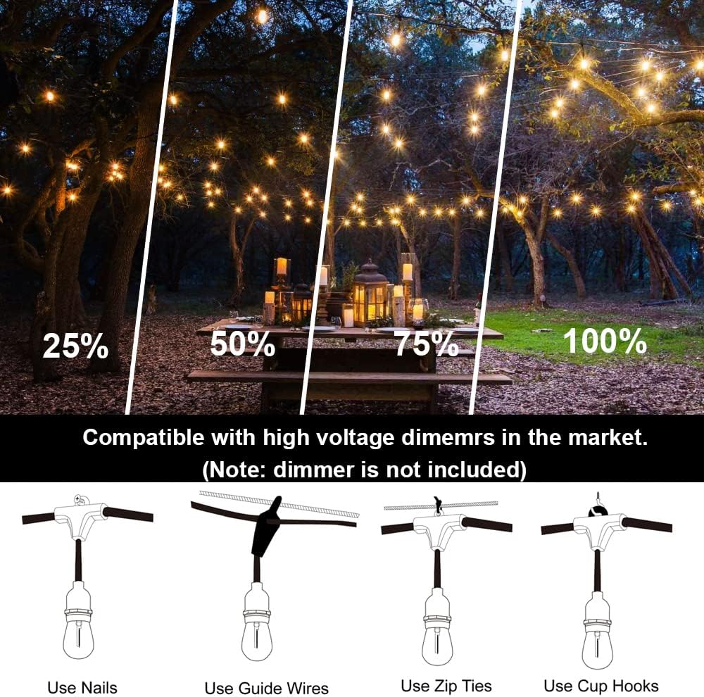 100FT Outdoor String Lights, 3 - Outdoor Lighting Socket recensione e prezzo