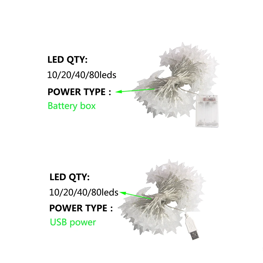 LED Star String Lights USB/Bat - Outdoor Lighting On House recensione e prezzo