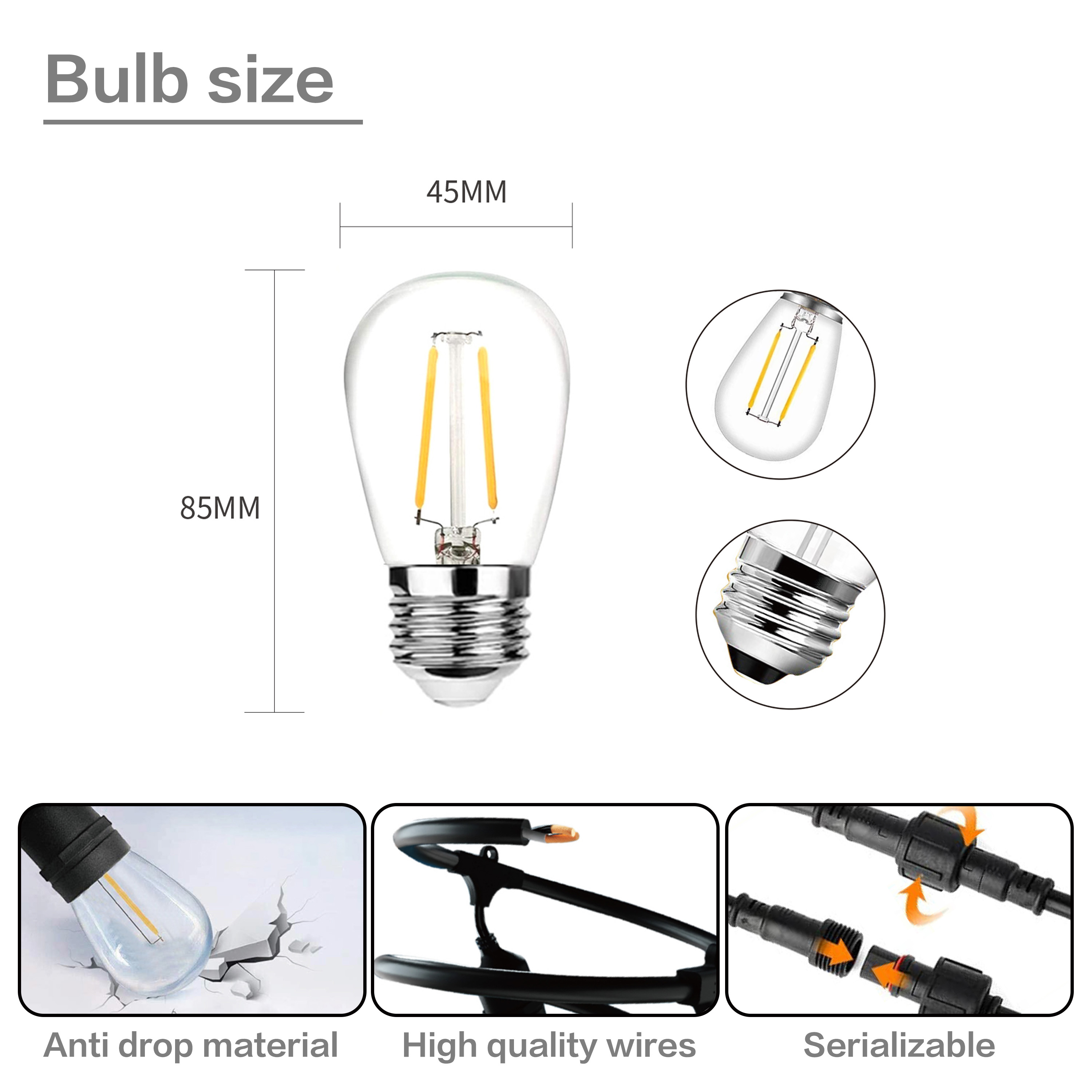 10m LED String Lights 10 Hangi - Outdoor Lighting Socket recensione e prezzo