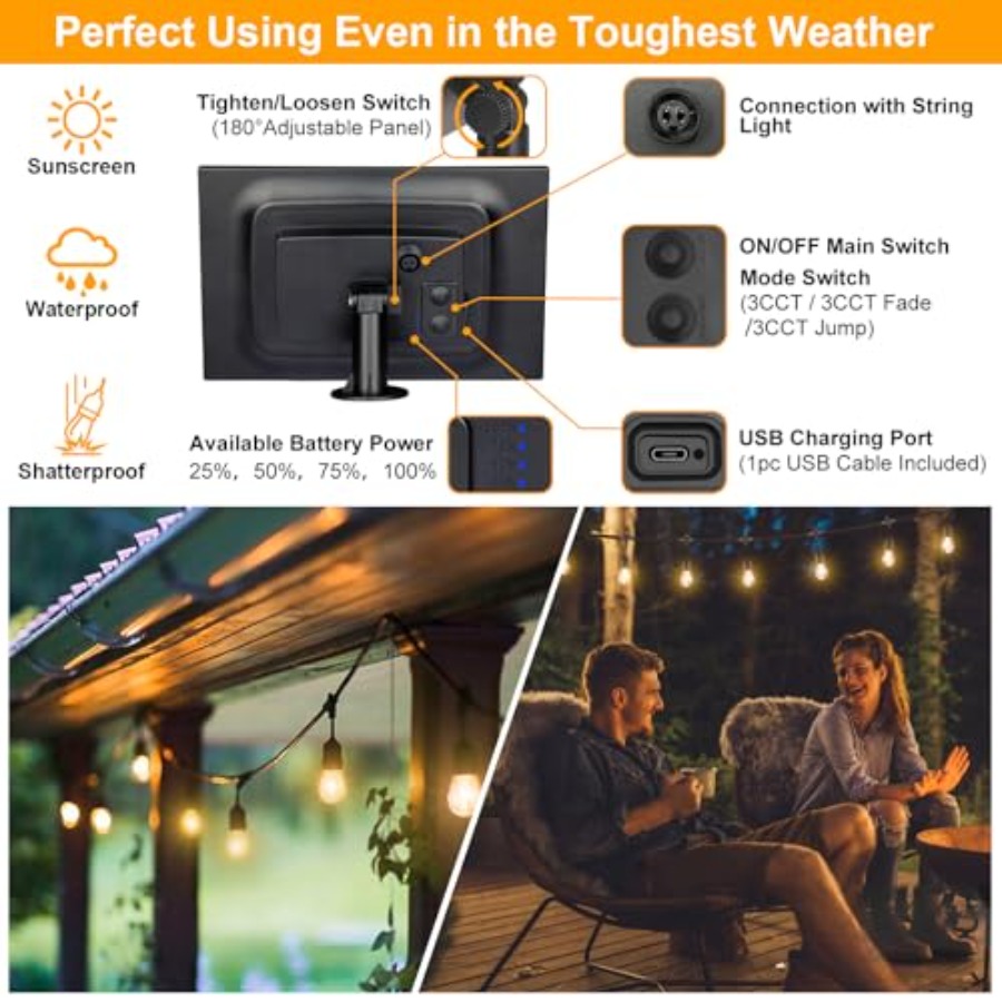 3-Color in 1 Solar String Ligh - Outdoor Lighting Socket recensione e prezzo